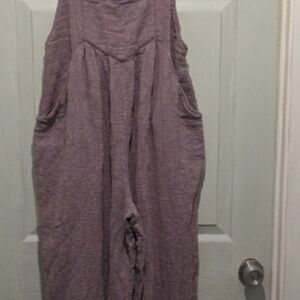 Free People Sun-Drenched Overalls Purple Textured